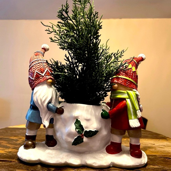 Christmas Holiday Gnome Planter with Pine Tree, Decor - Picture 12 of 12